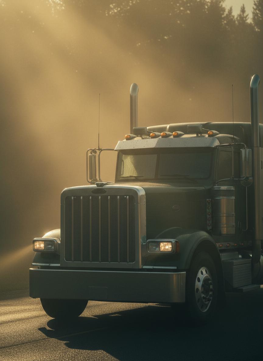 Truck in fog